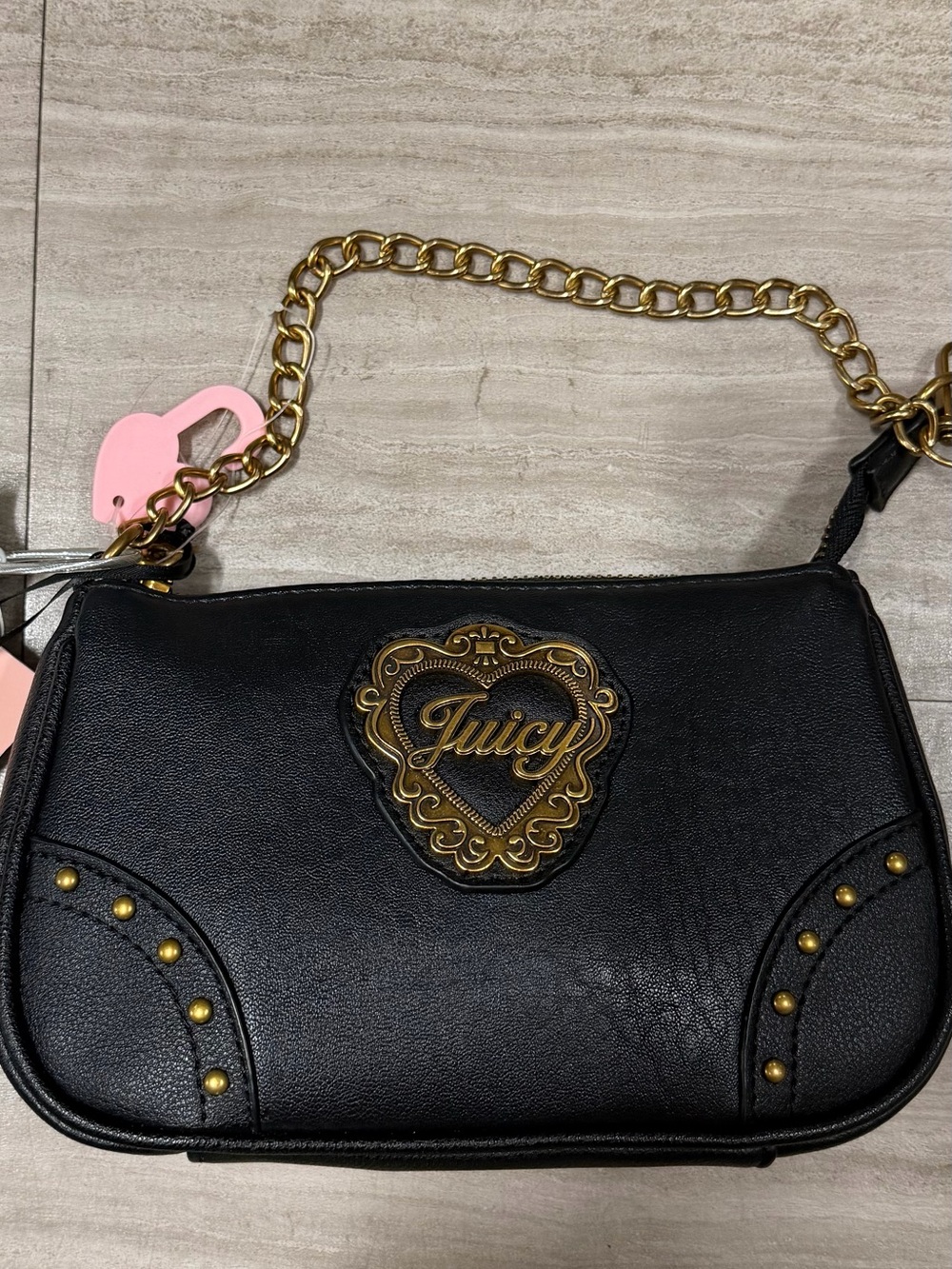 Juicy Couture Black Shoulder Bag with Gold Hardware